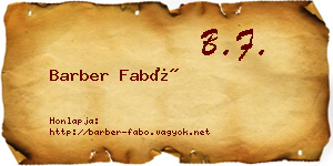 Barber Fabó névjegykártya